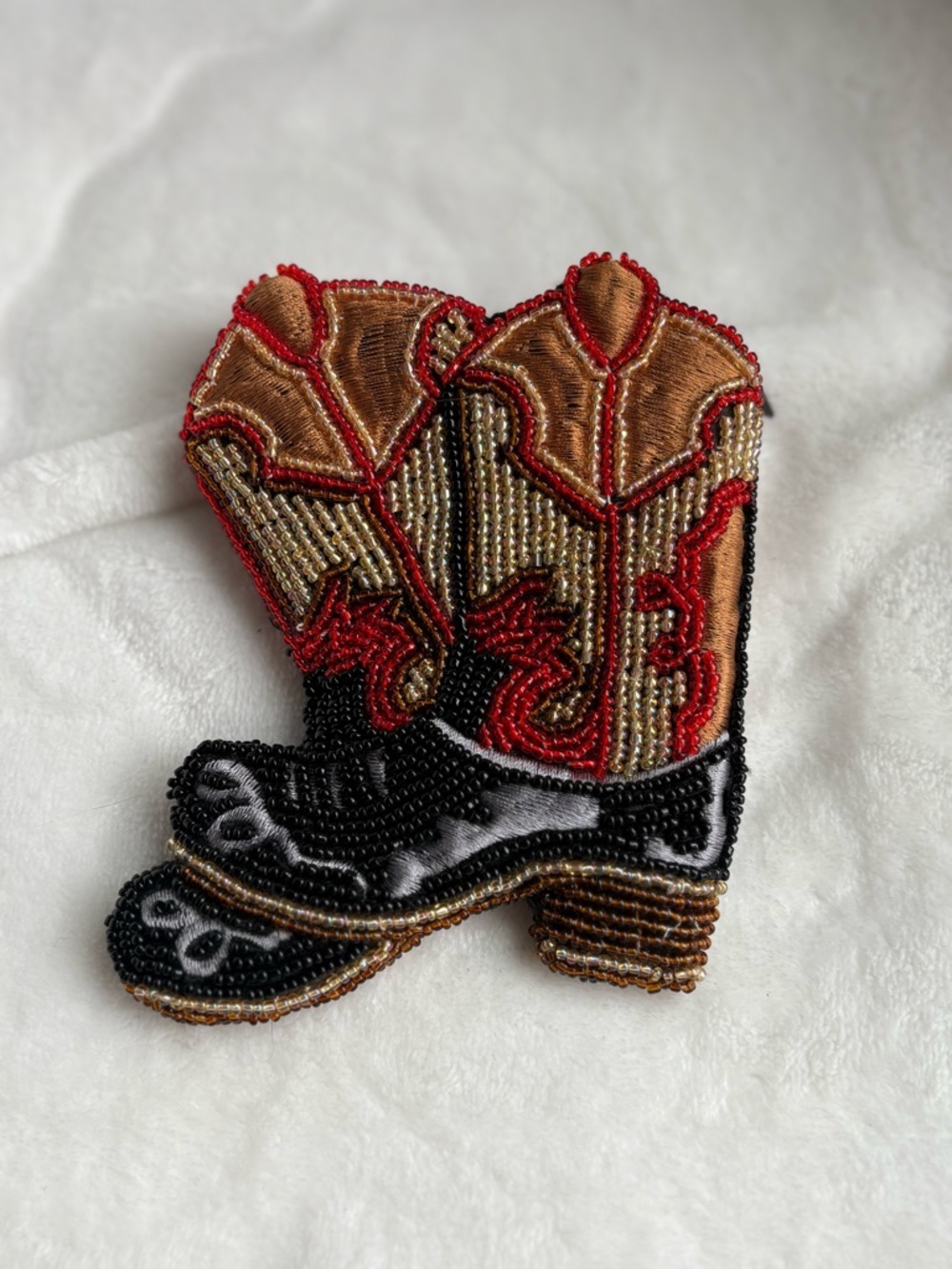 Vintage Style C. Marie Sequined Western Boot Coin Purse Lined Zip Cowgirl Cowboy